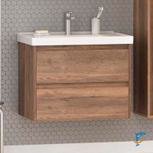 Тумба с раковиной Brevita Dallas 70 с 2 ящиками подвесная, Дуб Галифакс  (DAL-01070-074П + 641600 Misty)