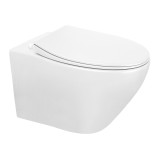 Унитаз подвесной Azario Keras 370х520х360 безободковый, с быстросъемным сиденьем микролифт, белый глянцевый (AZ-99046W) &mdash; 