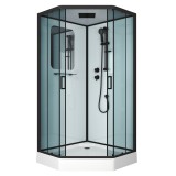 Душевая кабина NG-6902-01D BLACK (1000х1000х2200) низкий поддон (16 см) стекло тонированное — 