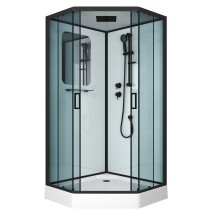 Душевая кабина NG-6902-01D BLACK (1000х1000х2200) низкий поддон (16 см) стекло тонированное — 