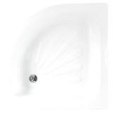 Поддон Loranto стальной, полукруглый 80х80х15 толщина стали 0,9 мм, отверстие для слива 5 см, белый (LG800C) &mdash; 