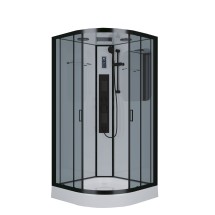 Душевая кабина NG-6902-01G BLACK (1000х1000х2100) низкий поддон(16см) стекло тонированное — 