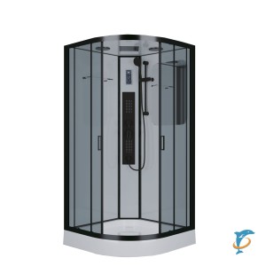 Душевая кабина NG-6902-01G BLACK (1000х1000х2100) низкий поддон(16см) стекло тонированное  (69020134GBLACK)