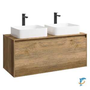 Тумба с раковиной Aqwella 5 Stars Mobi 120 подвесная, дуб балтийский (раковина Олимпия 560) (MOB0112DB+MOB0712DB+4640021064269)