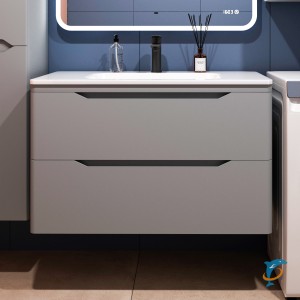 Тумба с раковиной Style Line Марелла 90 подвесная, серая, антискрейтч  (СС-00002415+СС-00002377)