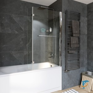 Шторка для ванны GR-108 (15х80*140) алюминиевый профиль, стекло ПРОЗРАЧНОЕ 6мм (GR-108)