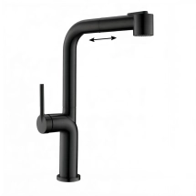 Смеситель для кухни BelBagno с выдвижным изливом, черный матовый, BB-LAM60-NERO &mdash; 