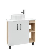 Тумба с раковиной и столешницей напольная Grossman &quot;ФЛАЙ-80 см&quot; дуб сонома/белая — 