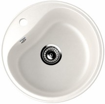 Круглая мойка с отверстием под смеситель ULGRAN U-100 молочный — 