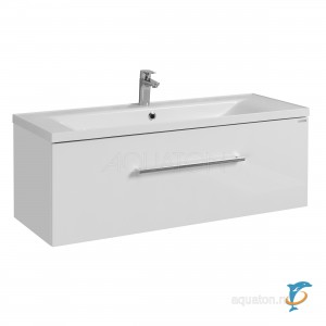 Тумба с раковиной Aquaton Мадрид 120M, 1 ящик, белая с раковиной Премьер М 120  (1A168701MA010 + Aquaton_1A70483KPR010)