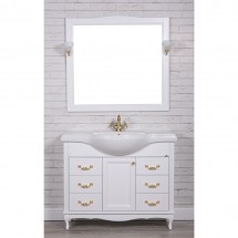 Тумба с раковиной ValenHouse Эллина 105/2 белая, фурнитура золото — 