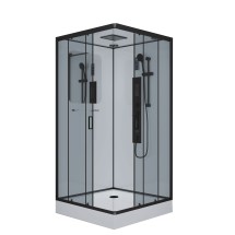 Душевая кабина NG-6902-01GQ BLACK (1000х1000х2100) низкий поддон(16 см) стекло тонированное — 