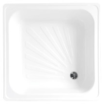 Поддон Loranto стальной, квадратный 70х70х15 толщина стали 0,9 мм, отверстие для слива 5 см, белый (LG700B) — 