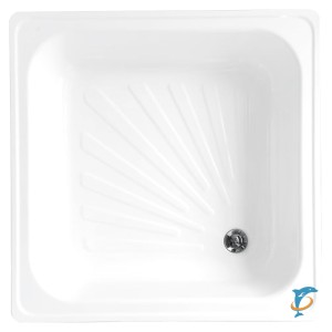 Поддон Loranto стальной, квадратный 70х70х15 толщина стали 0,9 мм, отверстие для слива 5 см, белый (LG700B) (LG700B)