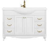 Тумба с раковиной ValenHouse Эллина 120 белая, фурнитура золото — 