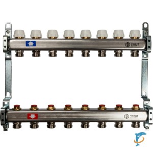 Коллектор STOUT из нержавеющей стали без расходомеров 8 выходов  (SMS 0922 000008)