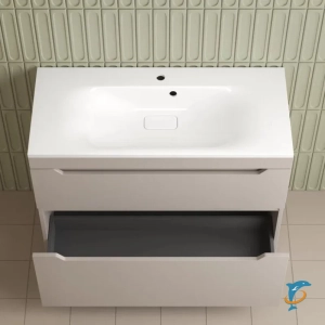 Тумба с раковиной напольная Style Line Остин 100, крем эмаль PLUS (ЛС-00002401+ЛС-00002422)