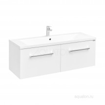 Тумба с раковиной Aquaton Мадрид 120М, 2 ящика, белая с раковиной Премьер 120 — 