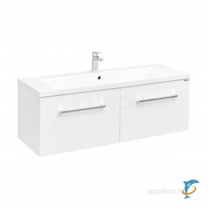 Тумба с раковиной Aquaton Мадрид 120М, 2 ящика, белая с раковиной Премьер 120  (1A170301MA010 + Aquaton_1A702431PR010)