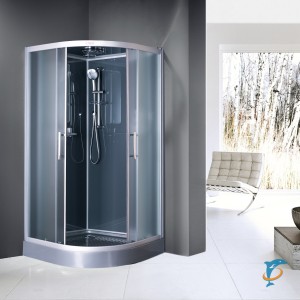 Кабина душевая ESBANO ELEGANCIA полукруглая, 100х100х210 см, с крышей, поддон серый, низкий  (ESKG100CR)