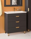 Тумба с раковиной Brevita Gloster 80 с 3 ящиками напольная, графит — 