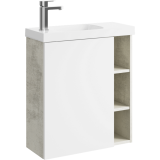 Тумба с раковиной Aqwella Alba 60 подвесная, левая светлый камень, белый — 