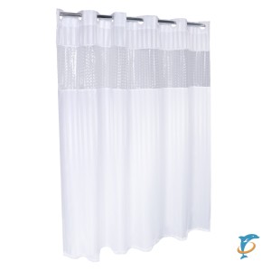 Штора для ванной Fixsen FX-5115E белая с прозрачной вставкой  (FX-5115E)