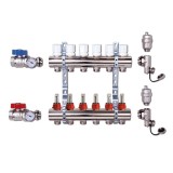 Распределительный коллектор LUXOR CD 473M/9 &mdash;  Коллекторы регулируемые (2 шт.) с трубной резьбой для теплого пола с расходомерами (с доп. комплектацией) 