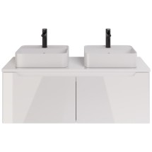 Тумба с 2 раковинами Dreja W 125 подвесная, белый глянец — 