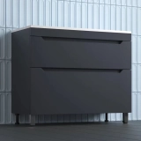 Тумба с раковиной напольная Style Line Остин 100, графит эмаль PLUS — Зеркальный шкаф Style Line Вероника 80 Люкс белый ЛС-00000057