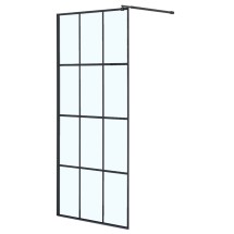 Душевая перегородка Loranto Walk-in 80x200 , регулируемый кронштейн 70-100 мм, прозрачное стекло 8 мм Лофт клетка , профиль черный матовый (CS-W02B-80) &mdash; 