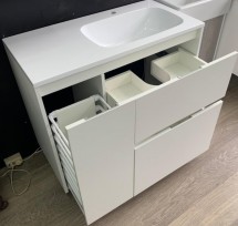 Тумба для комплекта El Fante Барселона 90 Люкс белая, PLUS напольная 2 ящика, левая с выкатной корзиной — 