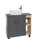 Тумба с раковиной и столешницей напольная Grossman "ФЛАЙ-80 см" дуб сонома/серая  (108002 + 508002 + GR-3013)