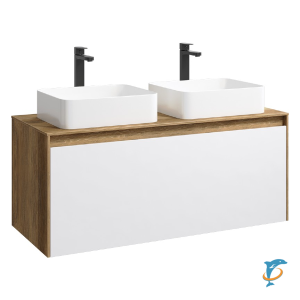 Тумба с раковиной Aqwella 5 Stars Mobi 120 подвесная, дуб балтийский, белый (раковина Триумф) (MOB0112DB+MOB0712W+641266)