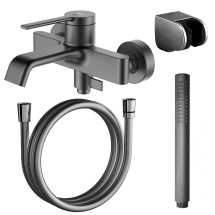 Смеситель для ванны и душа Azario VINCENTE с ручным душем, керамический картридж, графит (AZ-VRZ238326AJ) — 
