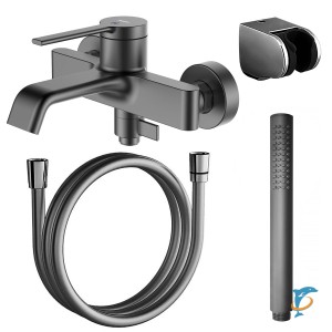 Смеситель для ванны и душа Azario VINCENTE с ручным душем, керамический картридж, графит (AZ-VRZ238326AJ)  (AZ-VRZ238326AJ)