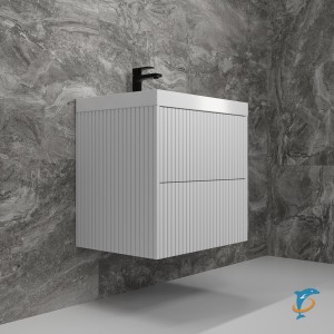 Тумба с раковиной Style Line Стокгольм 60 подвесная, белый рифленый софт  (ЛС-00002307+ЛС-00000721)