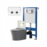 Инсталляция пневм Point Элемент П PN45121+Клавиша Венера бел/хром PN44071WC+Унитаз Вега сер мат — 