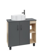 Тумба для комплекта напольная Grossman &quot;ФЛАЙ-80 см&quot; дуб сонома/серая — 