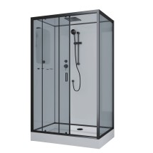 Душевая кабина NG-6912-01QL BLACK (1200х800х2100) низкий поддон (16 см) стекло тонированное — 