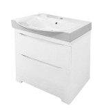 Тумба с раковиной Misty Элвис 85 напольная с 2 ящ. белая эмаль — 
