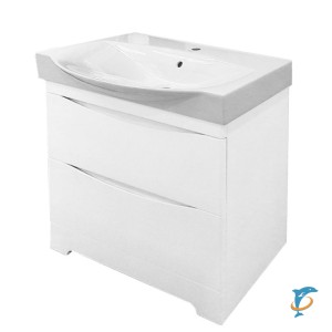 Тумба с раковиной Misty Элвис 85 напольная с 2 ящ. белая эмаль  (П-Элв01085-0112Я+Misty_4640021060780)