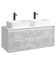 Тумба с раковиной Aqwella 5 Stars Mobi 120 подвесная, белый, бетон светлый (раковина Олимпия 560) — 