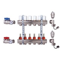 Распределительный коллектор LUXOR CD 473M/12 —  Коллекторы регулируемые (2 шт.) с трубной резьбой для теплого пола с расходомерами (с доп. комплектацией) 