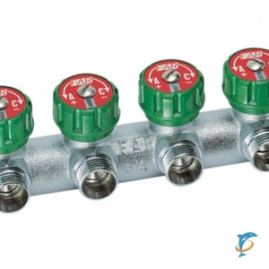 Коллектор регулирующий проходной MULTI FAR 1''на 4 отвода FK 3822 134ТР плоское уплотнение (FK 3824 134TP)