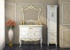 Мебель для ванной Misty Bianco 100 с 2-мя ящиками белая сусальное золото с зеркалом — 