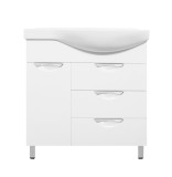 Тумба для комплекта Style Line Жасмин 82 (2 ящ.) с корзиной, Коралл 82, левая — Тумба для комплекта Style Line "Жасмин 82" (2 ящ.) с корзиной 80 (к раковине Коралл 82, левая) 1.WH11.0.225