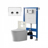 Инсталляция пневм Point Элемент П PN45121 + Клавиша Венера белый/хром PN44071WC + Унитаз Вега &mdash; 