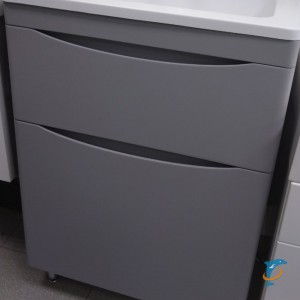 Тумба с раковиной El Fante Бергамо мини 60 Люкс антискрейтч серый, PLUS напольная 2 ящика  (СС-00002309+СС-00002295)