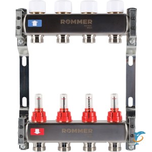 Коллектор ROMMER из нержавеющей стали с расходомерами 4 вых. RMS-1200-000004  (RMS-1200-000004)
